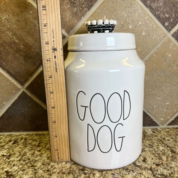 Rae Dunn Crown Large Good Dog Ceramic Treat Container Lidded Food Canister Lid - Picture 4 of 10